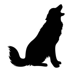 Black silhouette howling wolf vector illustration animal wildlife predator canine design art graphic