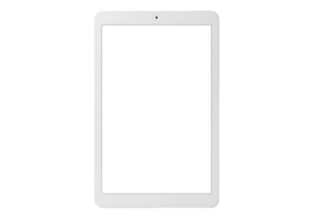 Modern white tablet device isolated on transparent background