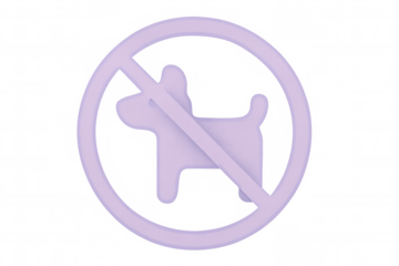 3d rendered no dogs allowed symbol, featuring a crossed-out dog silhouette within a circle, isolated on a transparent background