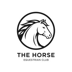 Elegant horse head logo for an equestrian club.