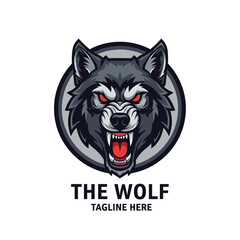 A stylized illustration of a fierce wolf head with glowing red eyes and an open mouth. © Yahya