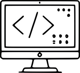 A vector illustration of a computer monitor with a clock symbol on its screen, conceptualizing business deadlines