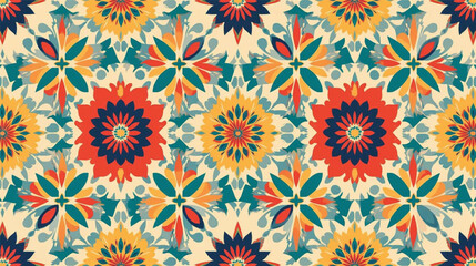 Traditional Bangladeshi folk pattern with modern twist, vibrant flat vector, AI Generate