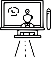 Vector icon of a woman's silhouette on a retro tv set, a business concept illustration