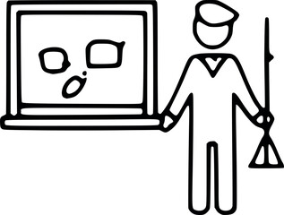 Vector illustration of a man with a gun and a woman with a briefcase, business people silhouettes