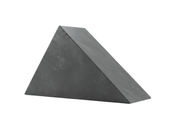 Isolated geometrical dark gray triangular prism shape, modern style for display, art, and design