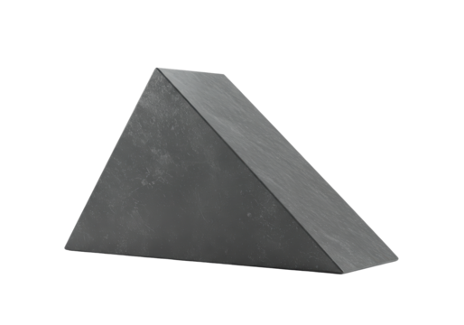 Isolated geometrical dark gray triangular prism shape, modern style for display, art, and design