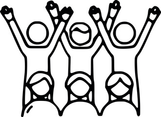 An illustrated vector silhouette of people with hands holding hands in a circle