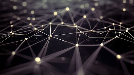 Glowing point mesh network, minimal and clean, central space left open