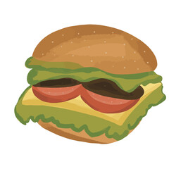 big hamburger cheese on white background