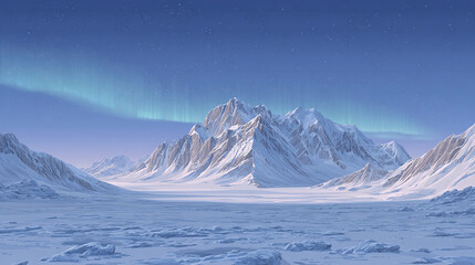 Majestic Winter Landscape with Aurora Borealis