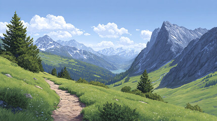 Obraz premium Alpine Valley Scenic Landscape