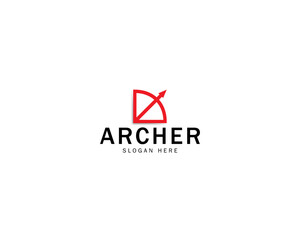 Archer Logo With Bow And Arrow With Shadow Logo Design