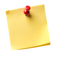 Yellow sticky note with a red pushpin attached, presented on a black backdrop paper reminder