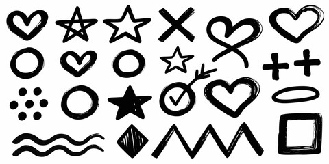 Black Hand Drawn Doodle Icons And Symbols On White Background vector illustration