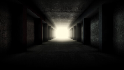 An endless dark concrete tunnel.