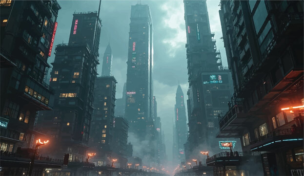A futuristic city,Photo of a futuristic cityscape glows,Neon Cityscape Wallpaper at night,3D Rendering of neon city.Cyber punk theme, tech or game background