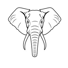 elephant vector illustration, elephant head outline drawing