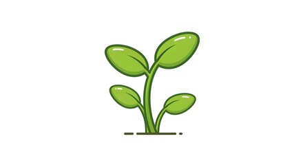A bright green plant with multiple leaves sprouting from the ground, symbolizing vibrant growth, vitality, nurturing nature, sustainable development, environmental care, and the beauty of healthy plan