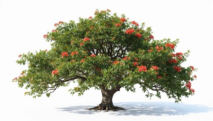 red apple tree isolated