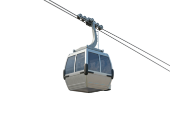 Isolated cable car moving along a cable, mountain lift, ski resort transportation device