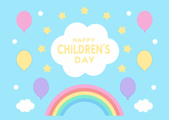 happy children's day card with balloons