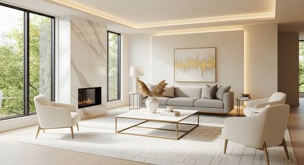 Fototapeta premium Modern Luxury Living Room Interior Design Background