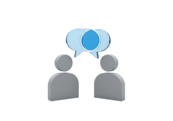 Isolated Communication concept of conversation and discussion between two people for teamwork