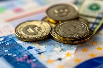 Cryptocurrencies on euro banknotes