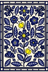 北欧風フラワーパターンベージュ背景