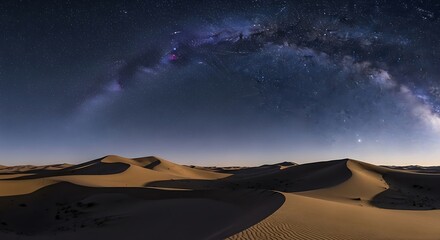 Milky way over the desert sand dunes at night