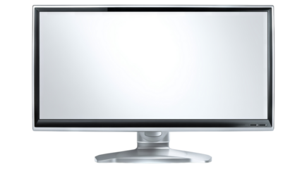 Sleek computer monitor isolated on transparent background — high-resolution PNG-style cutout for product mockups, UI/UX presentations, e-commerce thumbnails, web & app design and tech branding