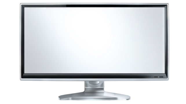 Sleek computer monitor isolated on transparent background — high-resolution PNG-style cutout for product mockups, UI/UX presentations, e-commerce thumbnails, web & app design and tech branding - Powered by Adobe