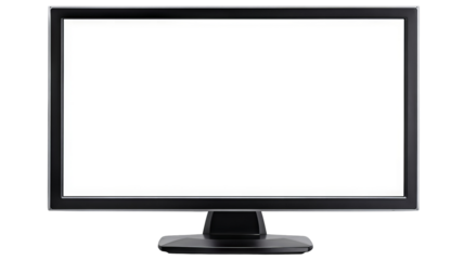 Sleek computer monitor isolated on transparent background — high-resolution PNG-style cutout for product mockups, UI/UX presentations, e-commerce thumbnails, web & app design and tech branding