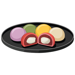 Japanese rice flour ball with bean paste vector illustration