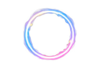 Abstract neon ring with colorful glow on black background