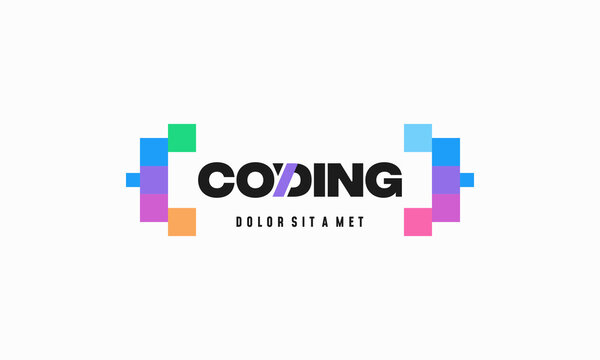 Coding logo designs template, Modern code logo for programmer