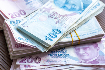 turkish money banknotes background