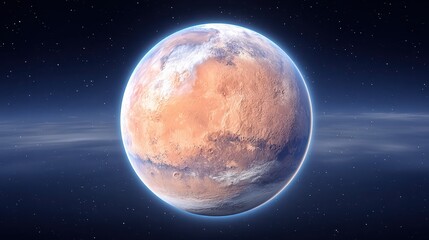 Obraz premium Pixel Art Mars Rusty Red Planet in Cosmic Space