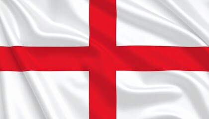 Realistic digital art of England&rsquo;s flag, bold red St George&rsquo;s Cross on white field, clean and iconic.