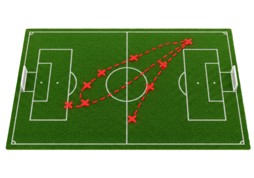 Isolated Soccer Pitch, Football Field Attack Strategy Layout, Game Plan Tactic Concept