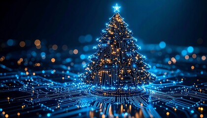 Glowing circuit board Christmas tree