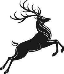 A vector illustration of a cute cartoon reindeer silhouette with antlers, perfect for a Christmas animal design