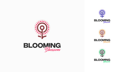 Fototapeta premium Flower logo designs concept vector, Blooming Blossom flower logo symbol