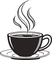 A vector illustration of a hot coffee mug with steam, perfect for a cafe or restaurant icon