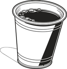 Waste coffee cup and metal can vector illustration