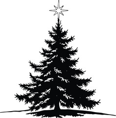 A festive vector illustration set of green evergreen Christmas trees with winter snow decoration for the holiday season