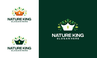 Nature King logo designs concept vector, Agriculture logo designs template, Elegant Crown Royal King logo