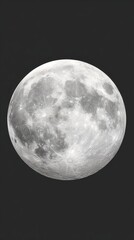Fototapeta premium Grainy Full Moon in Dark Gray Backdrop