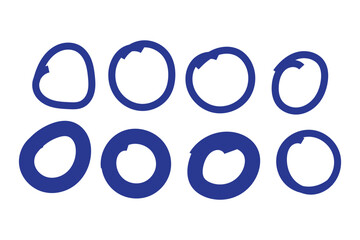 circle round vector frame with crayon or chalk texture. Hand drawn black coal objects for design use. Vector illustration on a white background.